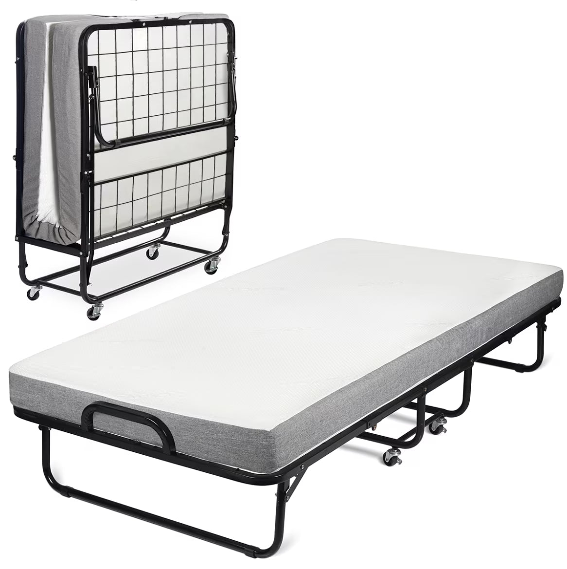 Milliard Diplomat Adjustable Size Modern Folding Bed with Memory Foam Mattress