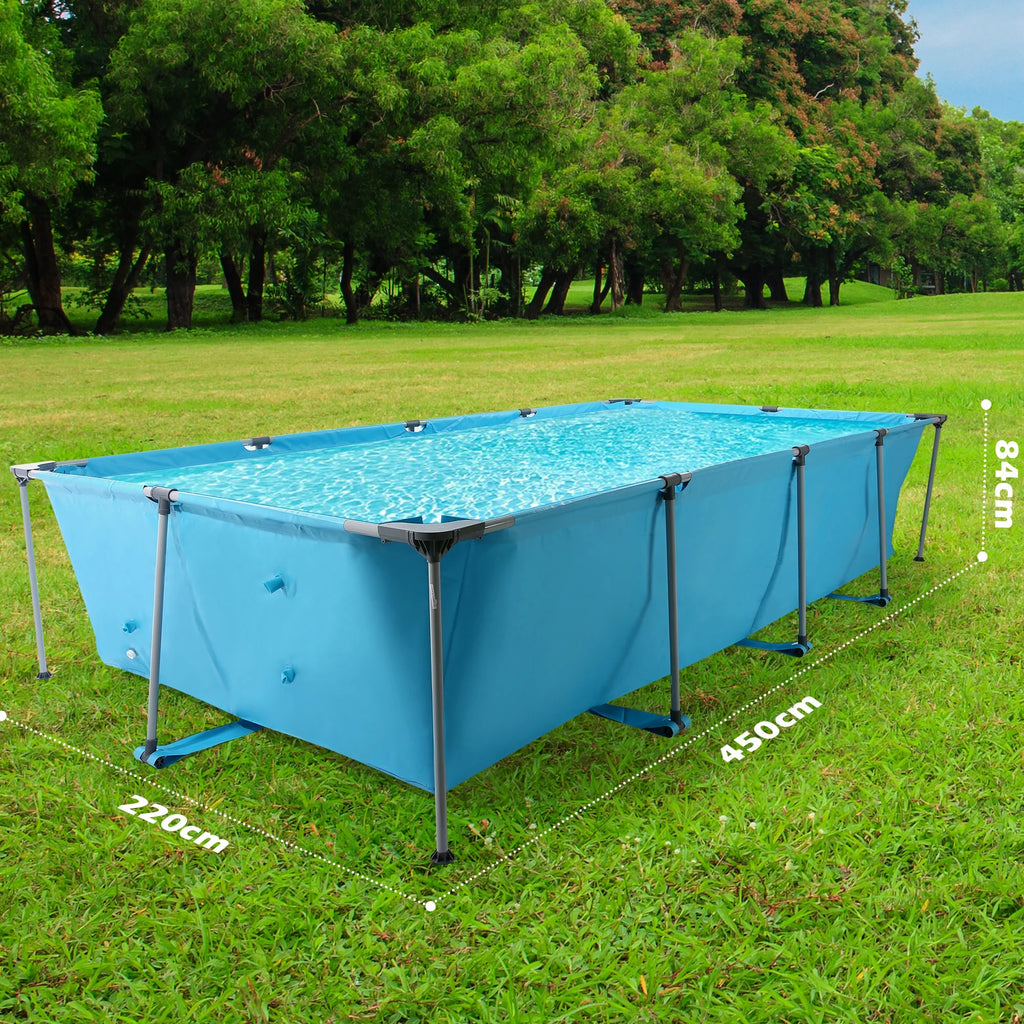 GASKY 15FT Swimming Pools 177.17X86.61X33.07in Above Ground Swimming Pools PVC Material for Pets Family Teenagers Garden Backyard Villa