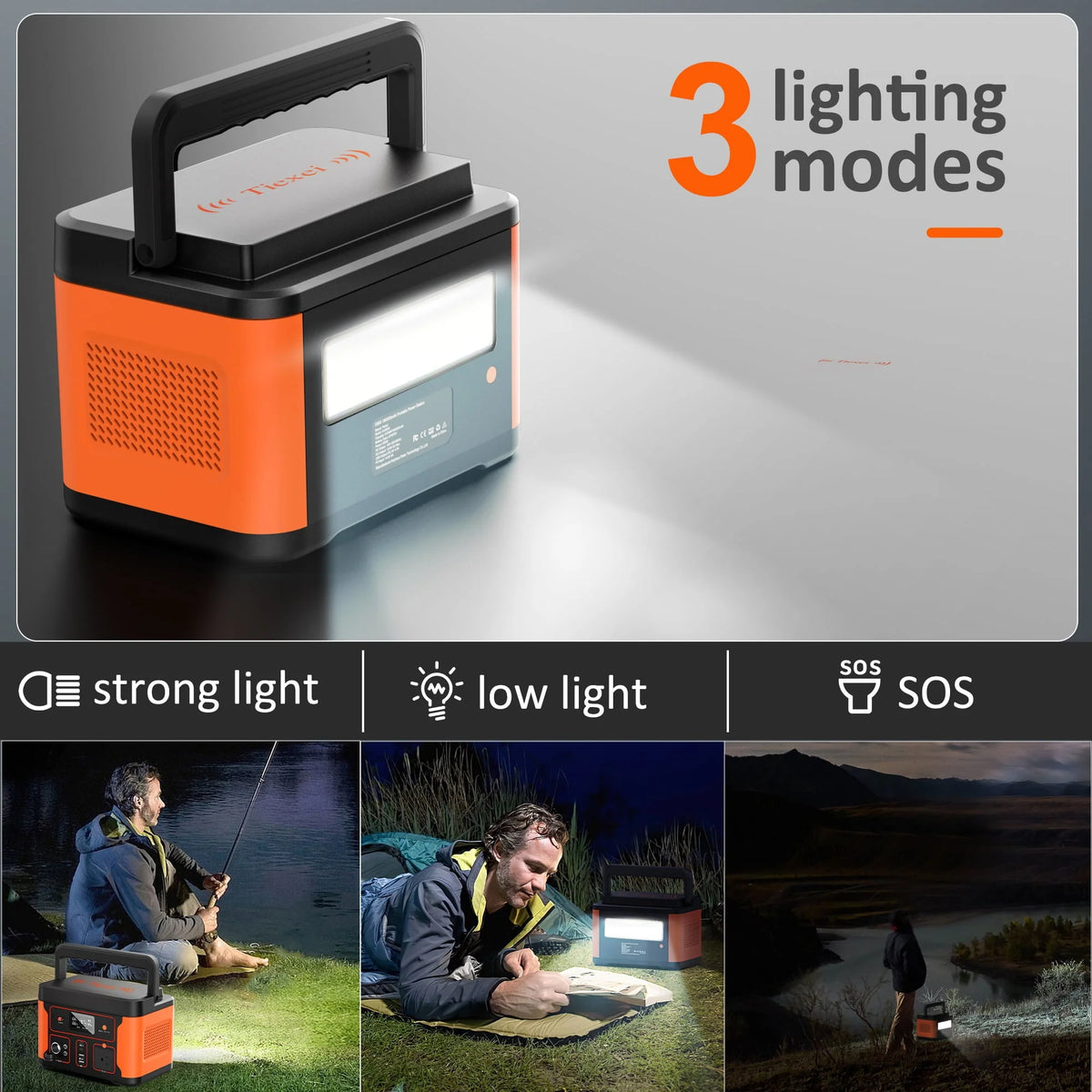Tiexei D600 Portable Power Station 600W, 550Wh/172000mAh LiFePO4 Battery  Generator for Outdoor Camping