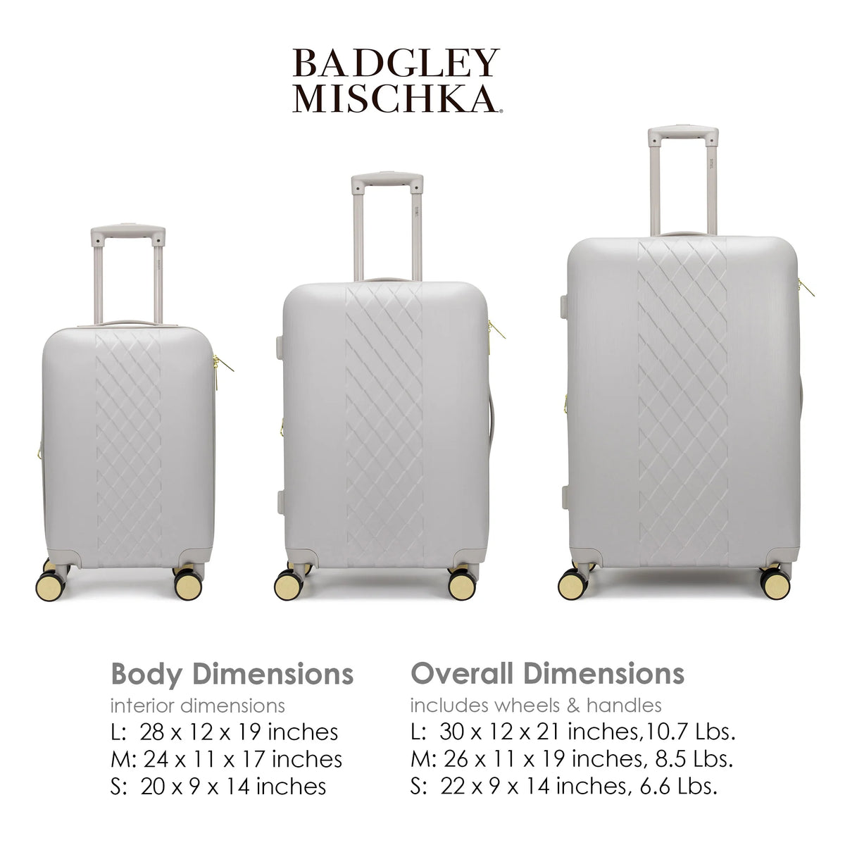 BADGLEY MISCHKA Diamond 3 Piece Expandable Luggage Set (Black)