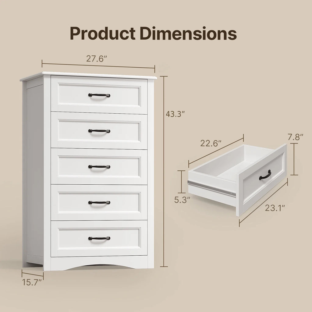Bedroom Furniture Set, Queen Bed Frame, 2 Nightstands, 5-Drawer Dresser & 6-Drawer Dresser for Large Bedrooms