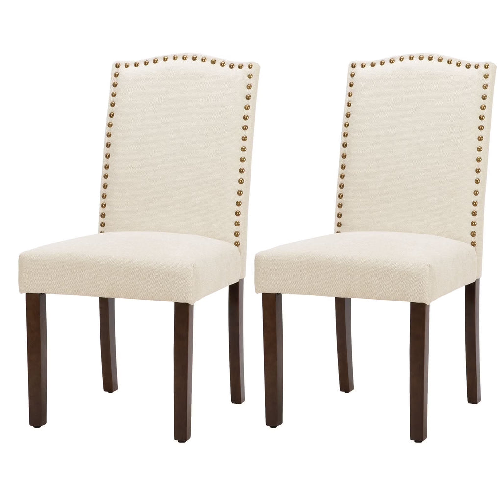 EDX Dining Chairs Set of 2, Parsons Chairs with Nailhead Trim and Wood Legs