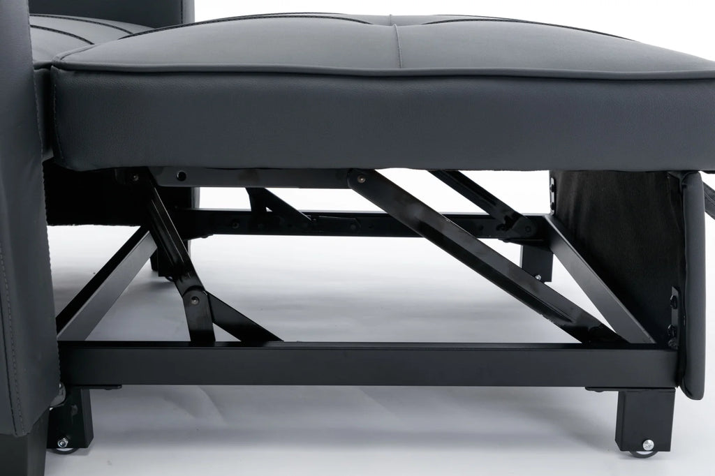 Convertible Futon Sofa Bed, 3-in-1 Multi-Functional Sleeper Chair Bed with USB Ports, Adjustable Backrest Recliner,for Living Room Bedroom Small Space, Tech Cloth, Dark Grey