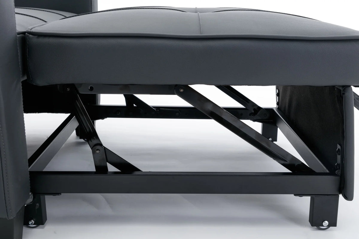 Convertible Futon Sofa Bed, 3-in-1 Multi-Functional Sleeper Chair Bed with USB Ports, Adjustable Backrest Recliner,for Living Room Bedroom Small Space, Tech Cloth, Dark Grey
