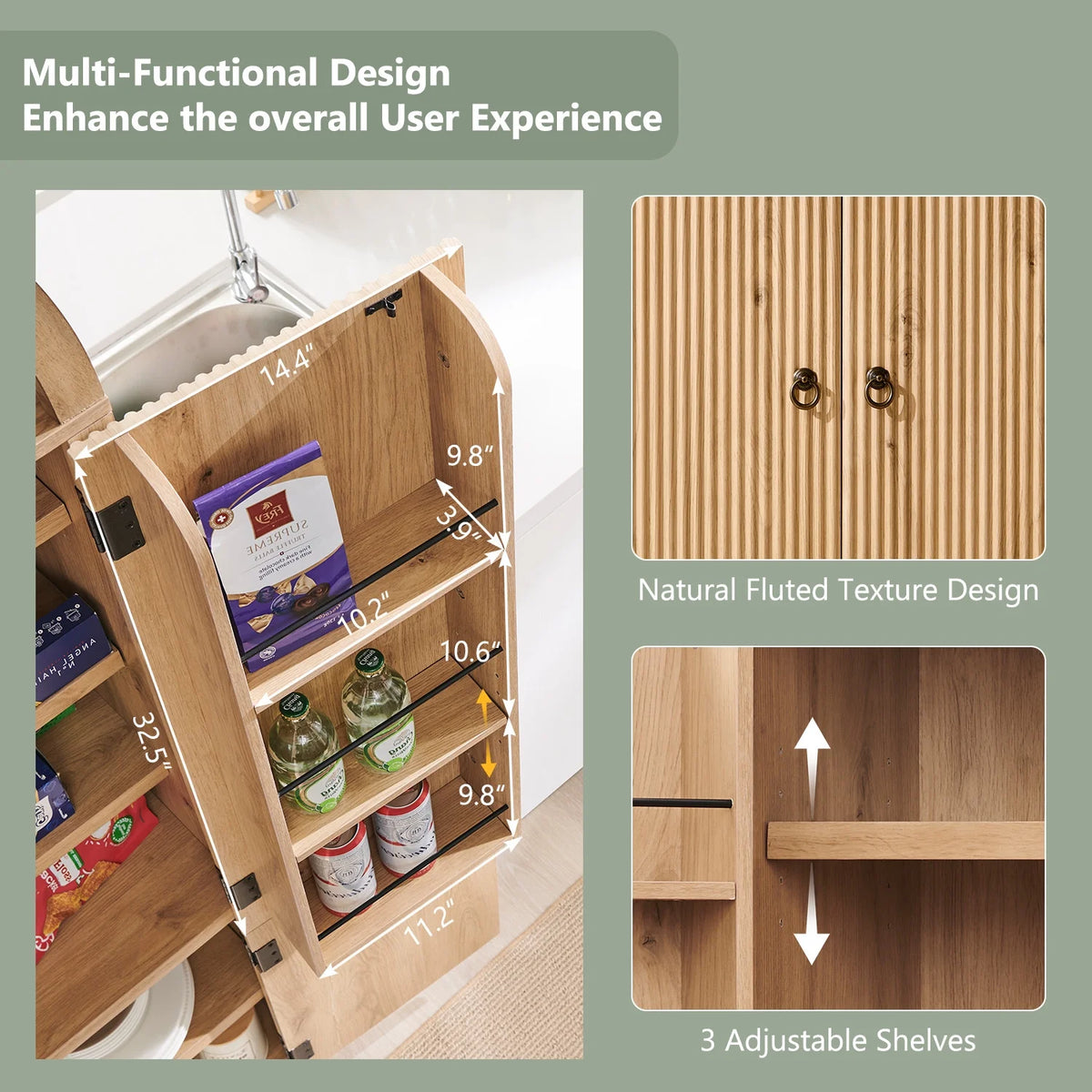 IFGET 71-Inch Arched 4-Tier Bookcase with Glass Doors and Drawers