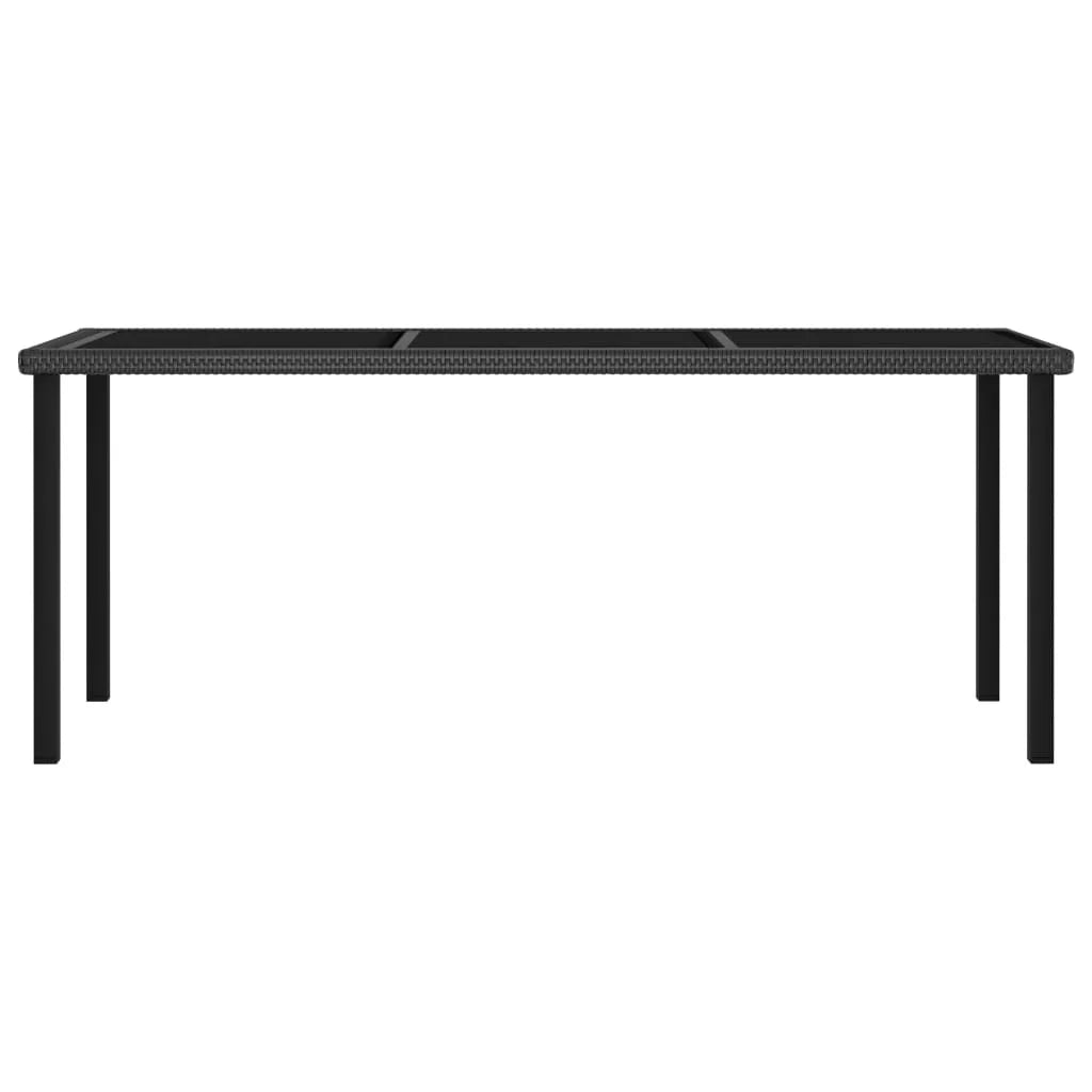 vidaXL Outdoor Dining Table Garden Porch Patio Table with Glass Top PE Rattan