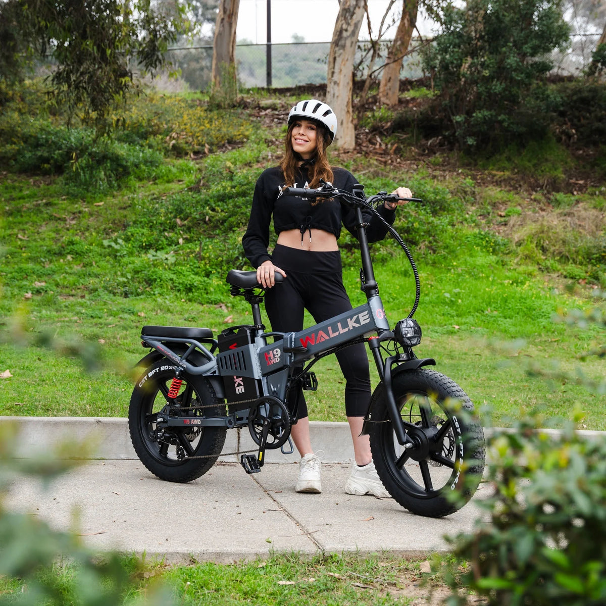 Wallke H9 AWD 3200W Dual Motor Electric Bike for Adult, 82Ah 48V Dual Battery Long Range e-Bicycle, 31-34MPH Fast Ebike, 20" Fat Tire Offroad Full Suspension Folding, 3mm Aluminum Alloy Frame,UL2849