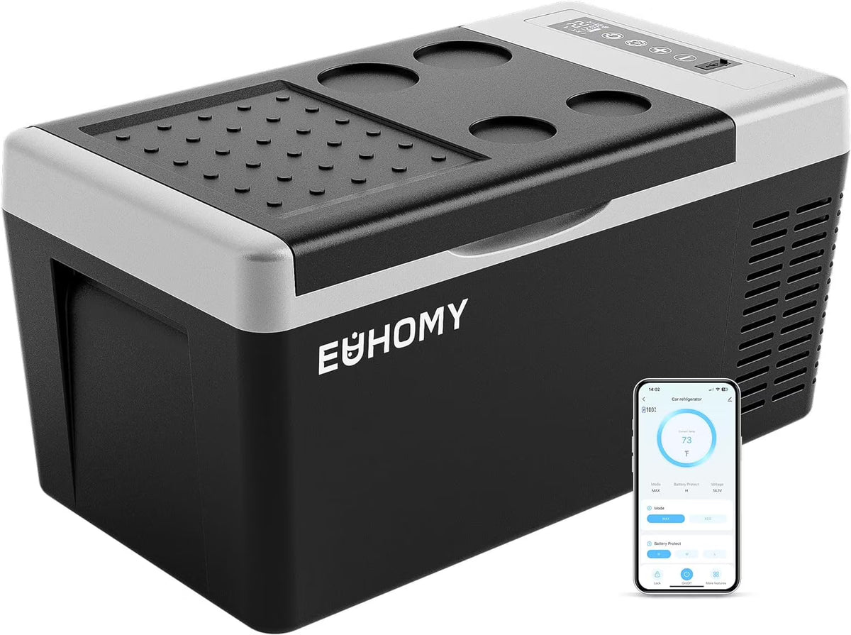 EUHOMY 12 Volt Refrigerator, 18QT Compressor Electric Cooler, Car Fridge -4�H~68�H, Portable Refrigerator 12/24V DC 110-240V AC, Portable Freezer for Camping, Travel, Boat