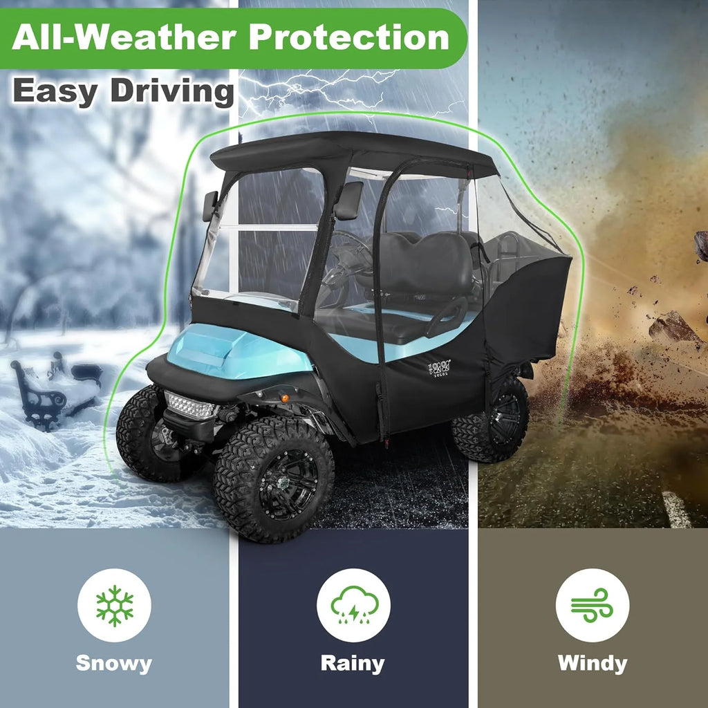 10L0L Golf Cart Enclosure for Club Car Precedent 4 Passenger , 600D Windproof Waterproof Driving Rain Cover, Black