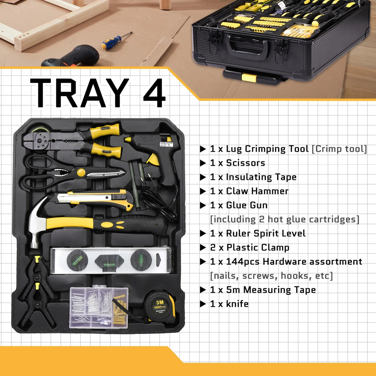 UBesGoo 799 Pcs Tool Set, Household Repair Hand Tool Kit, Mechanics Tool Kit, with Trolley Case, Silver