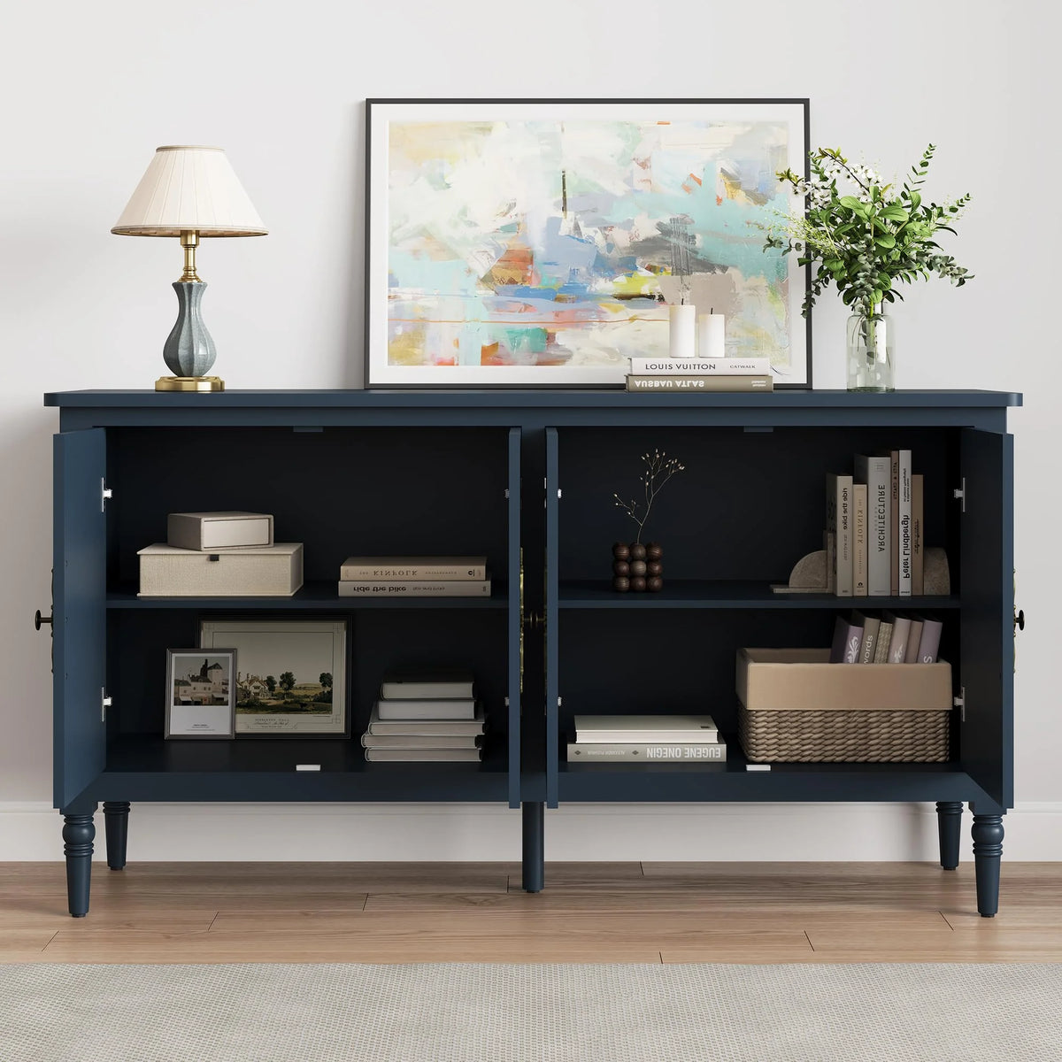 CozyHome Mid Century Modern Sideboard Buffet Cabinet with Storage, 58'' Console Cabinet, Green