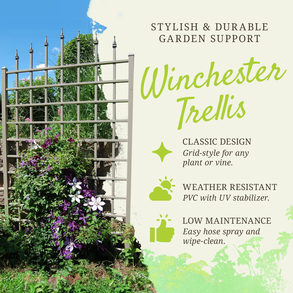 Dura-Trel Winchester 57 by 95 Inch Outdoor Garden Patio Trellis, Mocha