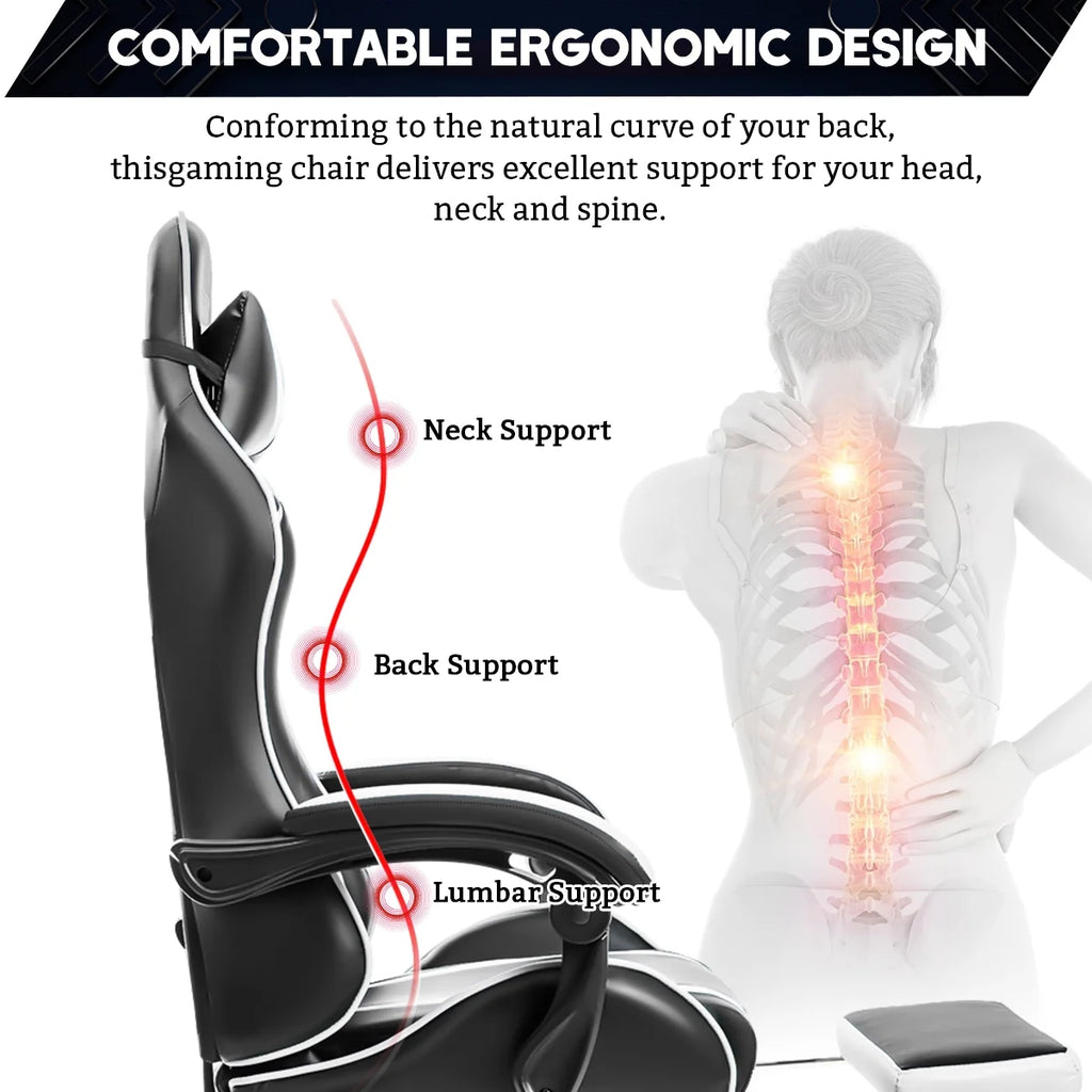 Gaming Chair with Massage Gamer Chair with 2D Armrests for Kids