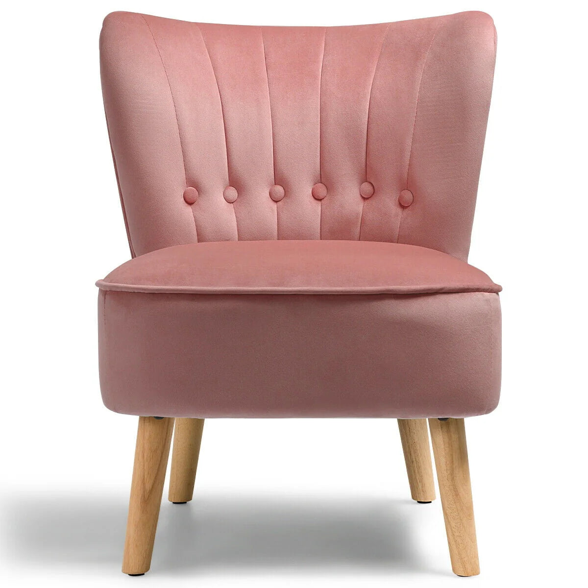 Gymax 2PCS Accent Chair Armless Leisure Chair Single Sofa w/ Wood Legs Pink