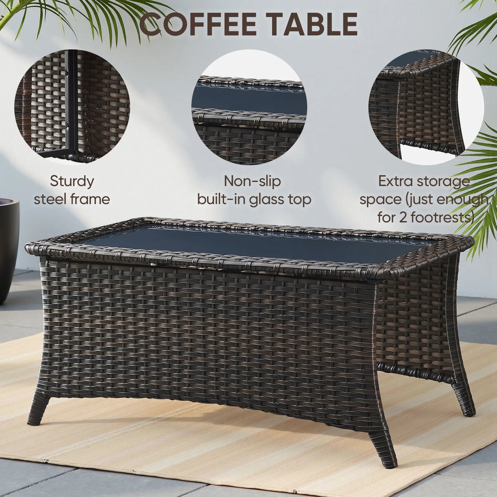 Bellefurn Luxury Outdoor Patio Furniture Set,Swivel Rocker Patio Chairs with 6-inch Thick Cushion,Patio Sofa and Glass Coffee Table,Outdoor Conversation Set for Porch, Deck, Yard