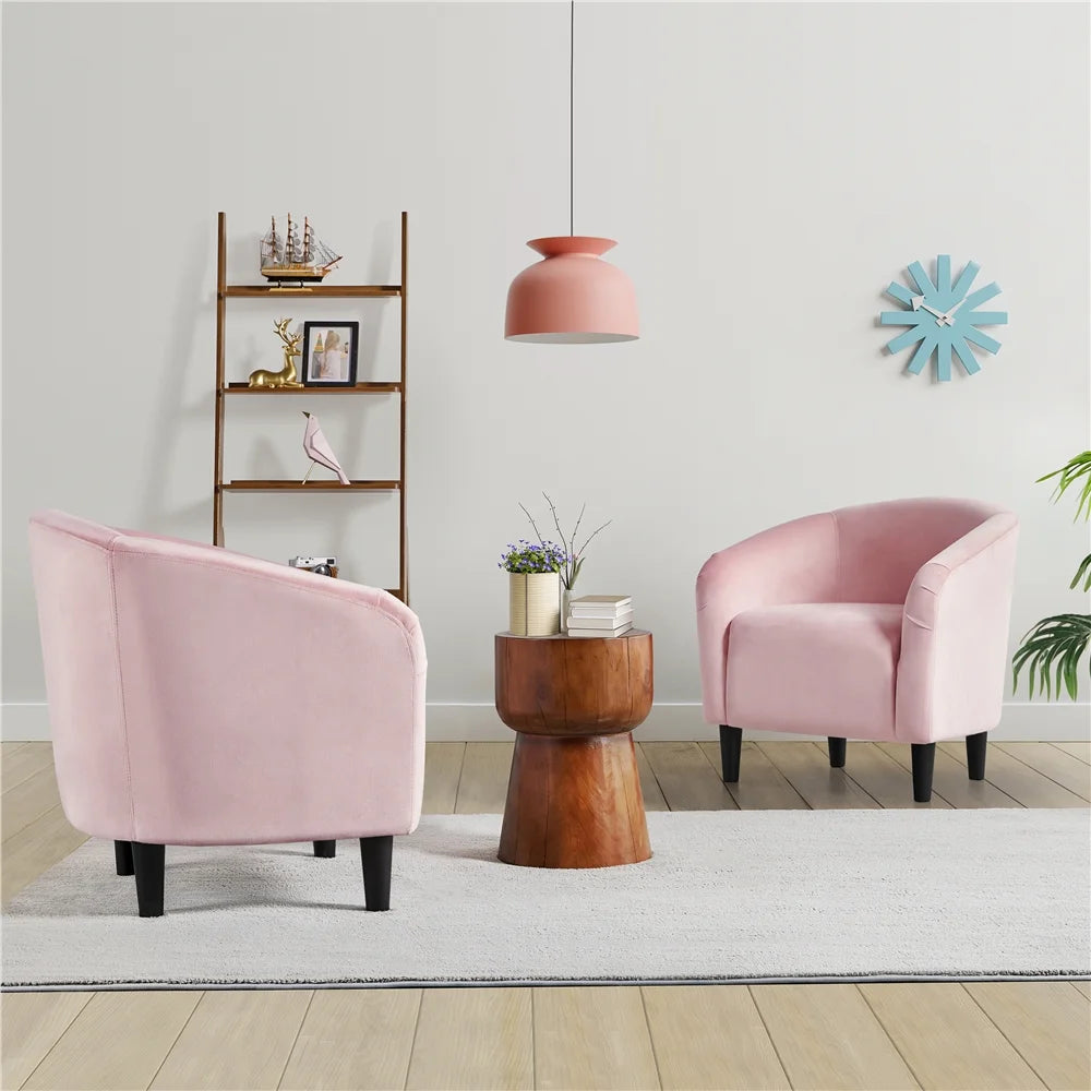Alden Design Upholstered Barrel Accent Chair for Livingroom, Yellow Velvet