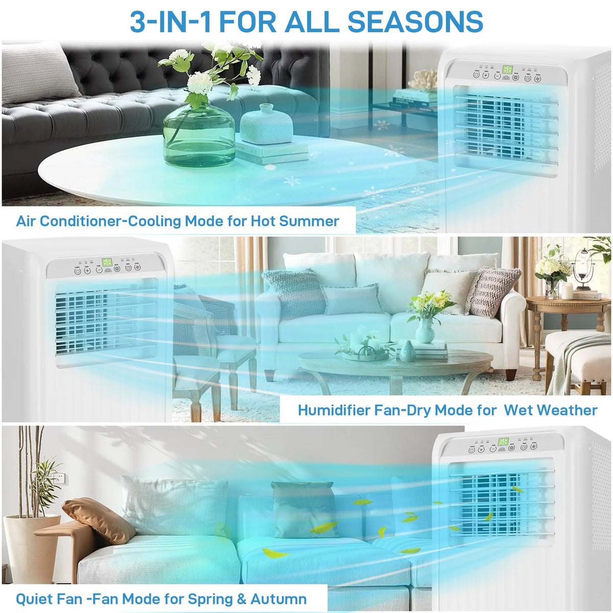 TROPOW 8000Btu Portable Air Conditioner 4-in-1 Portable AC Unit Cool up to 350sq.ft, Portable Air Conditioners with Remote Control & Window Kit1-24H Timers