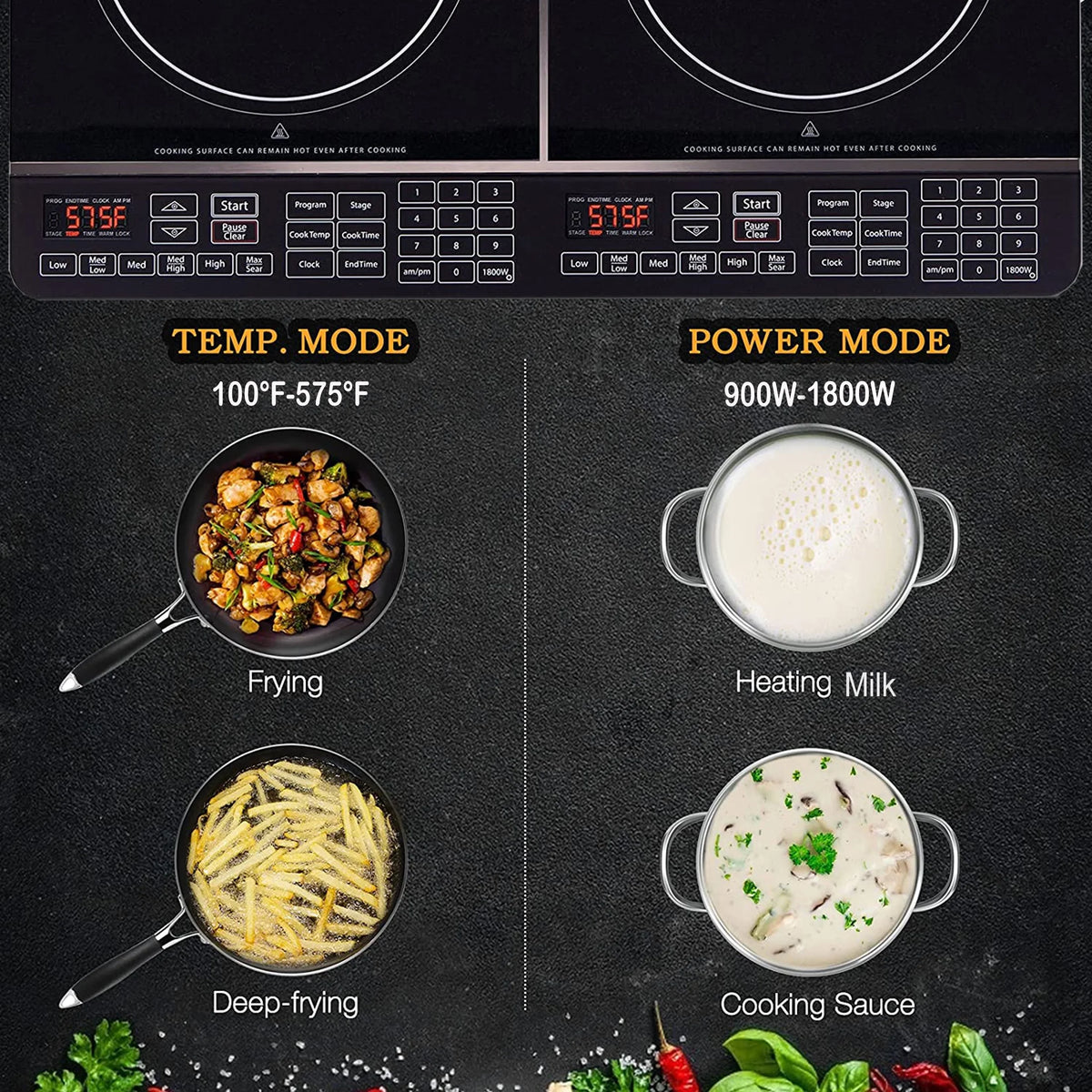 NuWave Electric Double Induction Cooktop 8�� Portable Ultrathin with Sensor Touch Precision Induction Cooktop Burner, Home