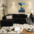 Ovios 106" L-Shaped Sectional Sofa Modern Modular Cloud Couch with Deep Seating Upholstered Sofa for Living Room Bedroom, No Assembly Required, Black(Corduroy)