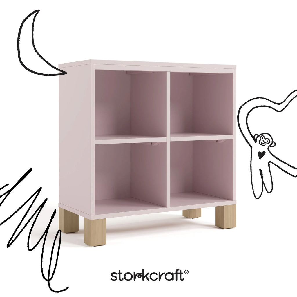 Storkcraft California Cube Organizer Children's Bookcase, Blush with Driftwood