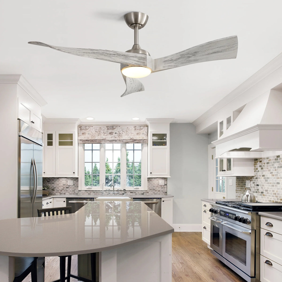 Sofucor 52" Wood Ceiling Fan No Light, 6 Wind Speeds, 3 Blades with Reverse Airflow, Black