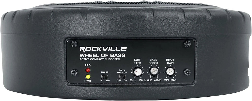 Rockville WHEEL OF BASS 8" Slim Under-Seat Powered Truck/Car Audio Subwoofer Sub