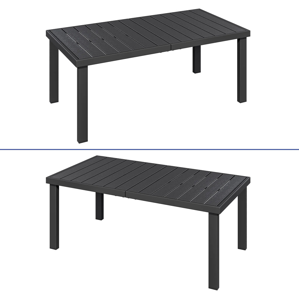 Uforic Patio Dining Table, Rectangular Table for 6, Rust-Resistant Table for Outdoor, Black