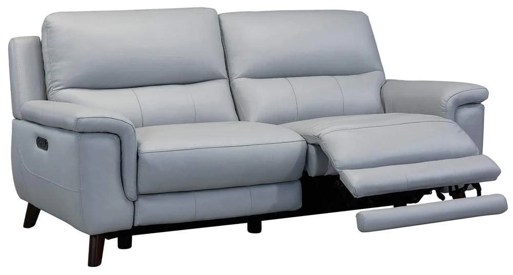 Lizette Top Grain Leather Dove Grey Power Recliner Sofa with USB