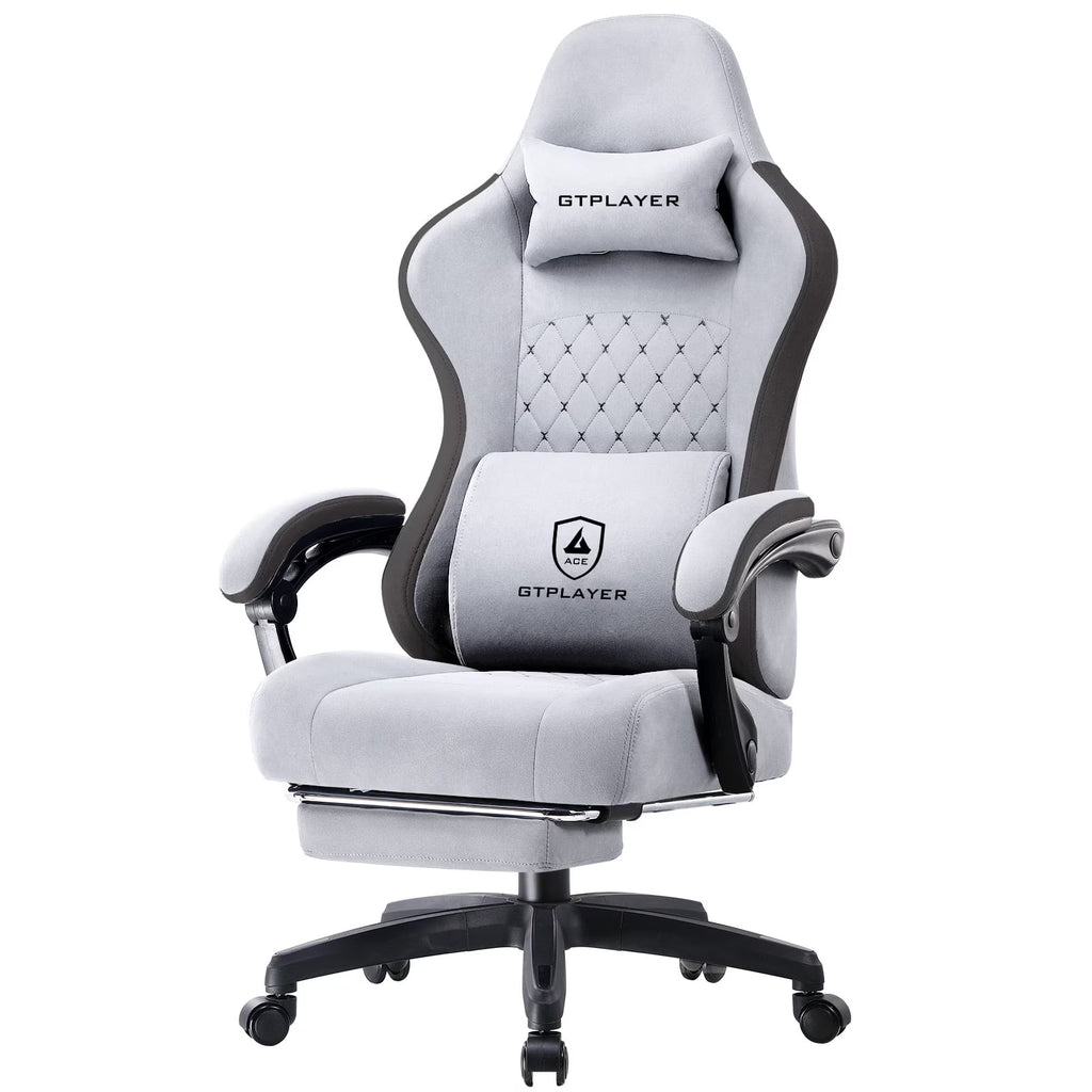 GTPLAYER Ergonomic High Back Pocket Spring Cushion Gaming Chair with Footrest & Linkage Armrests, Black