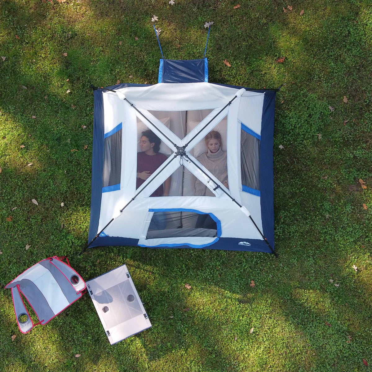 Ozark Trail 8' x 7' 4-Person Instant Cabin Tent with LED Lighted Hub, 19 lbs