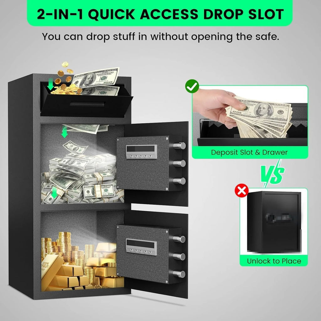 karbeen 7.0 Cu ft Large Safe Box Fireproof Waterproof, Digital KeypadHome Safe with Deposit Slot & Dual Alarm System, Money Safe With Mute Function and LED Light, Security Box for Money Valuables