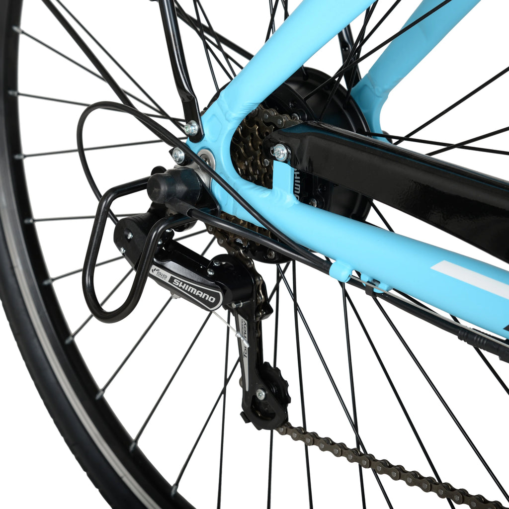 Hyper Bicycles E-Ride 700C 36V Electric Commuter E-Bike for Adults, Pedal-Assist, 250W Motor, Blue