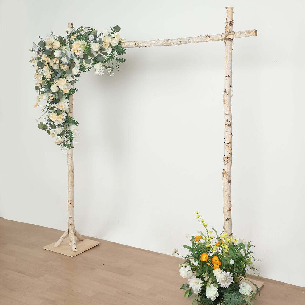 Efavormart 7FT Rustic Square Wedding Arch Wooden Backdrop Stand, Wedding Ceremony Arch - Brown
