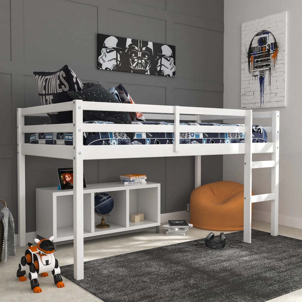 Hillsdale Campbell Wood Twin Junior Loft Bunk Bed, White