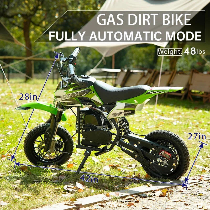 Kids Dirt Bike, Perfect Starter Gas Dirt Bike for adventure,Sturdy 50cc dirt bike for Beginner 42×28×28in,2-Stroke,Red