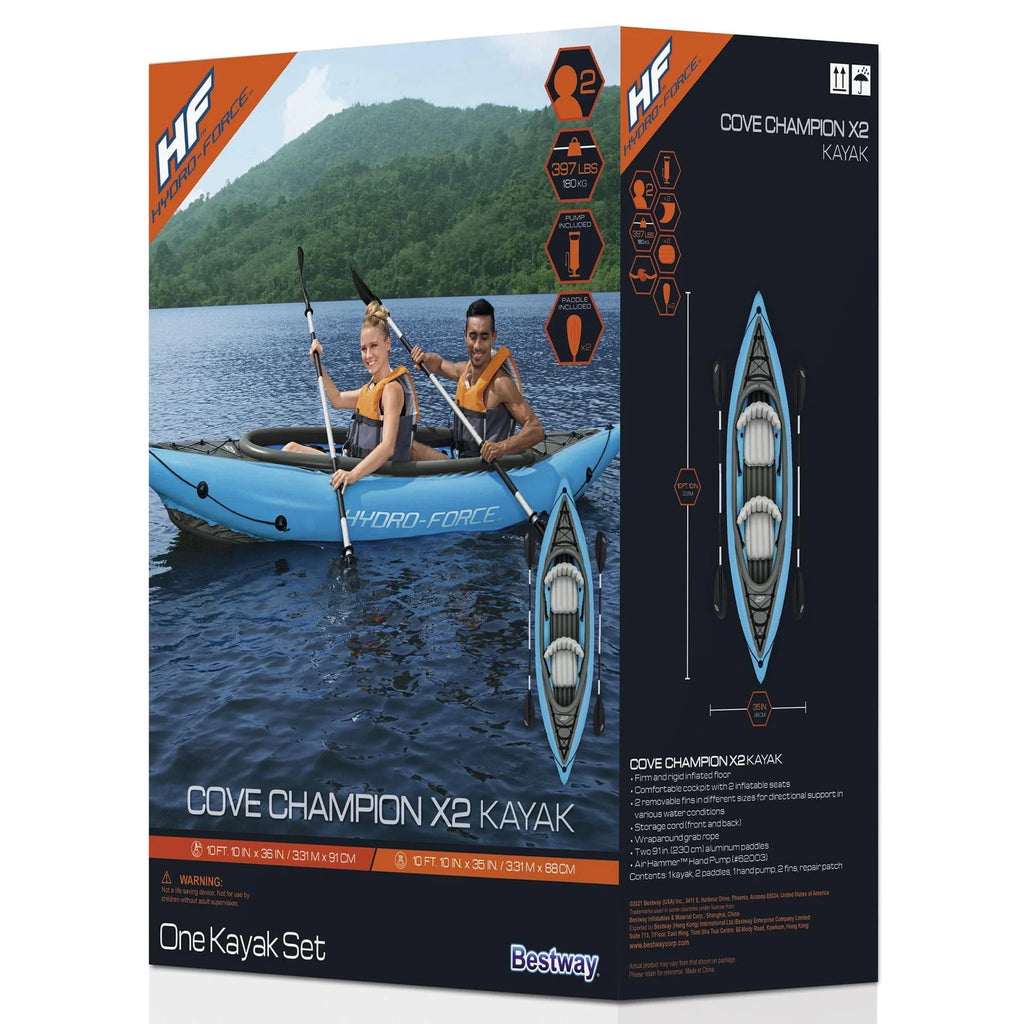 Hydro-Force Cove Champion X2 Inflatable Kayak - Two-Person Kayak Set (10�?0�?Long)