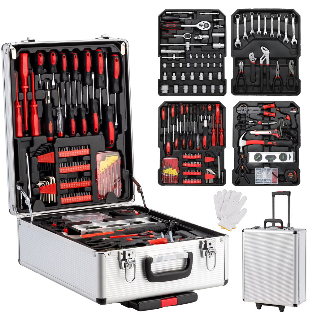 UBesGoo 799 Pcs Tool Set, Household Repair Hand Tool Kit, Mechanics Tool Kit, with Trolley Case, Silver