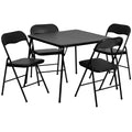 Madison 5-Piece Folding Card Table and Chairs Set, Portable Event Table and Chairs Set, Black
