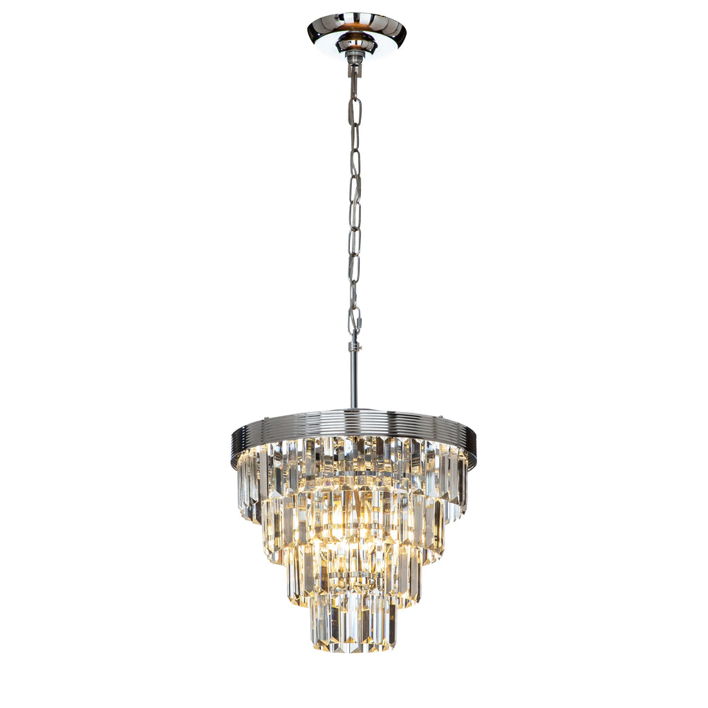 AloaDecor 3-Light 13" Cone Shape 4-Tier Crystal Chandelier Matt Black Painted 13 to 24 Inches Painted