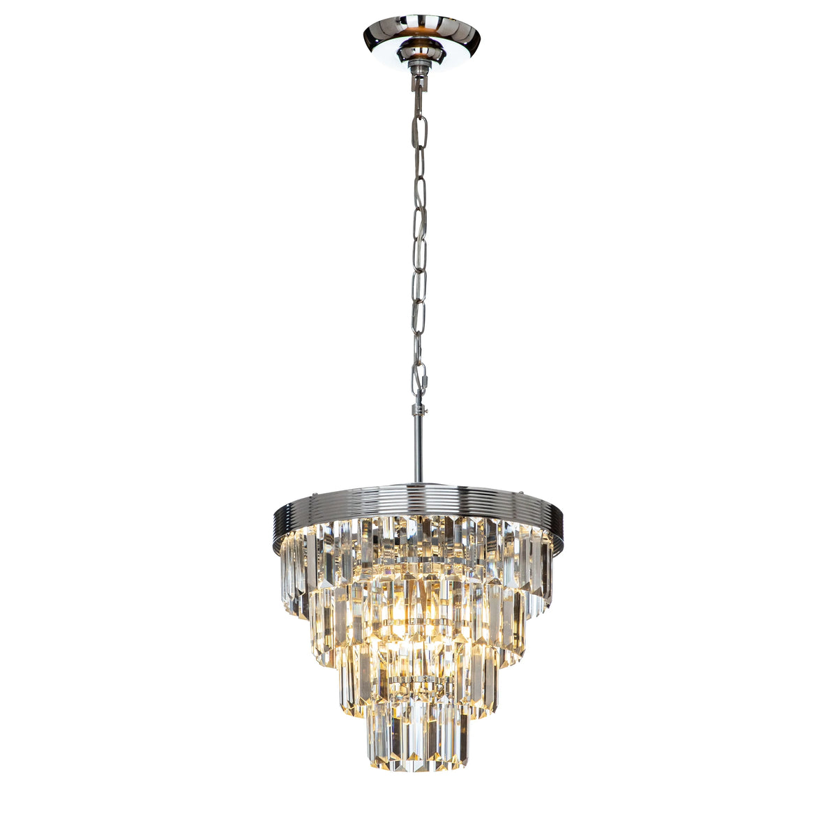 AloaDecor 3-Light 13" Cone Shape 4-Tier Crystal Chandelier Matt Black Painted 13 to 24 Inches Painted