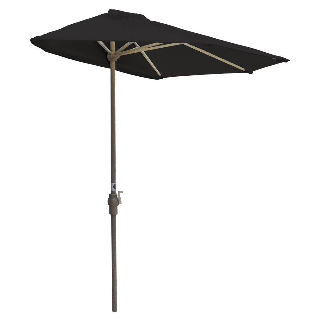 OFF-THE-WALL BRELLA Sunbrella Half Umbrella, 9'-Width, Teak Canopy