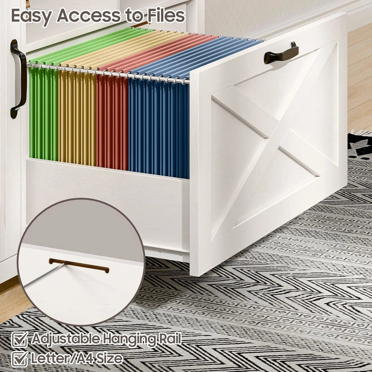 Vabches 2 Drawer Lateral File Cabinet,Mobile Wood office Cabinet for Home Office,Printer Stand with Open Storage Shelves.