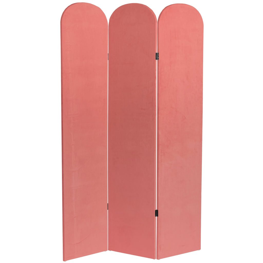 6 ft. Classic Arch Velvet Room Divider Lilac 3 Panel