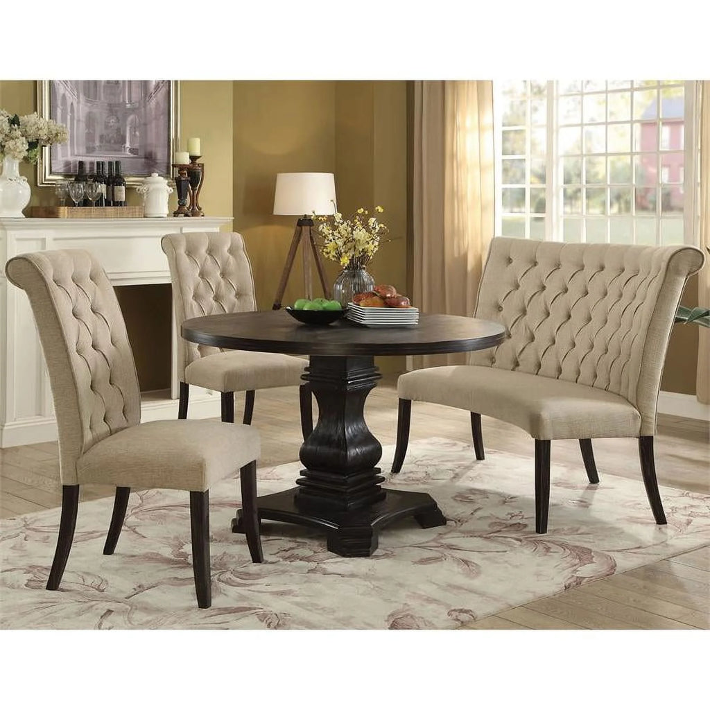 Furniture of America Landon Transitional Fabric Tufted Loveseat Bench in Gray