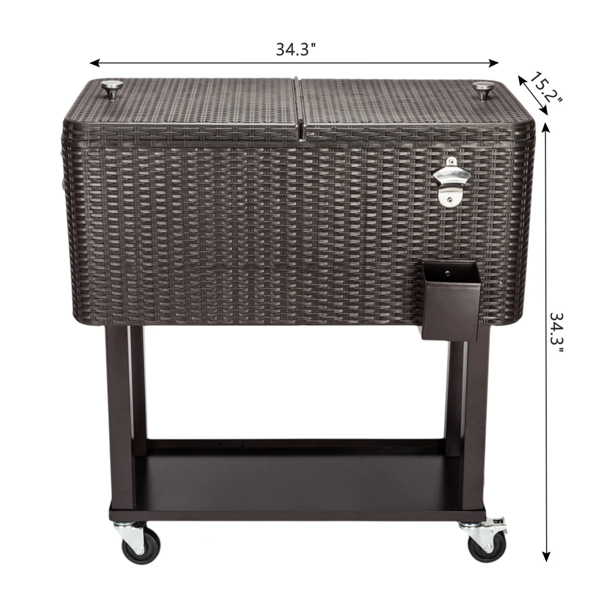 EasingRoom Iron Spray Plastic Patio Cooler Cart with Tray Cooler with Shelf Green
