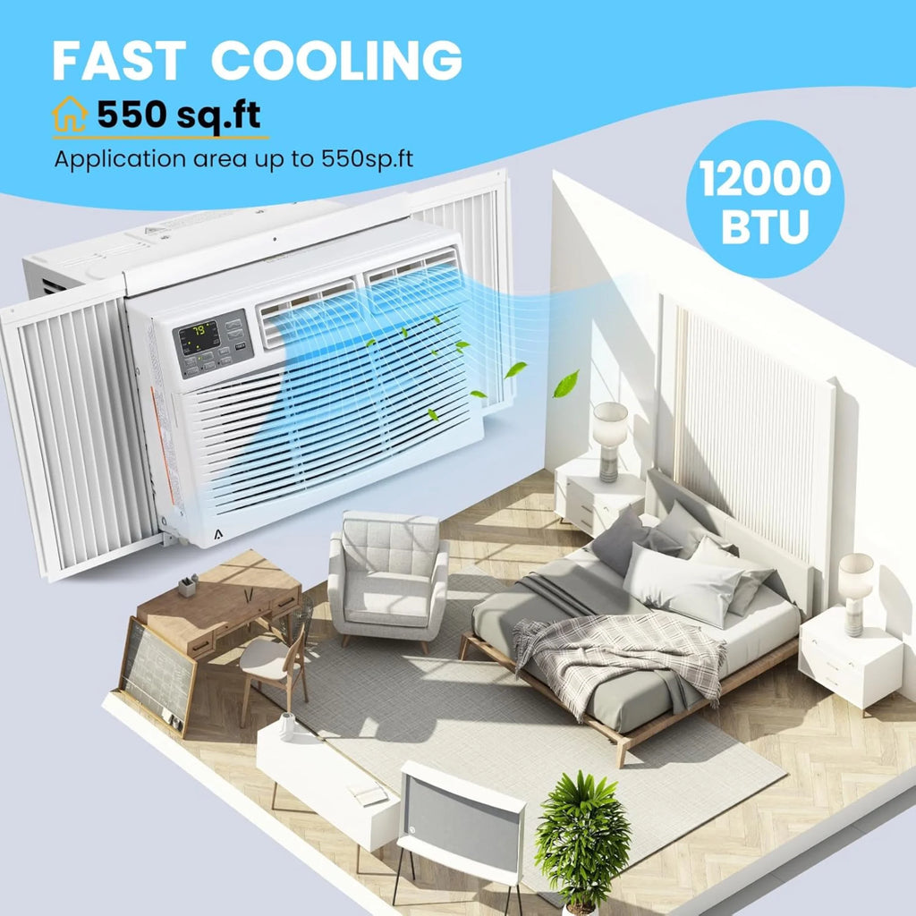 Garvee 5000 BTU Window Air Conditioner,Fast Cooling for Rooms up to 150 Sq. ft,Window Ac Unit with 7 Level Temperature Setting,White