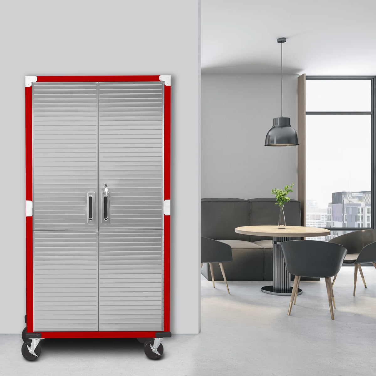 Seville Classics UltraHD Steel Body Lockable Storage Filing Cabinet Organizer Locker Shelving Unit 36" W x 18" D x 72" H, Granite
