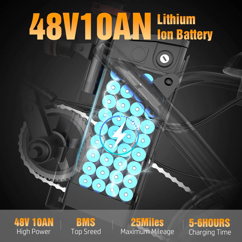 ASKGO 1200W Peak Motor ,Folding Electric Bike for Adults Teens ,14'' Commuting Bike, Max 28MPH/35 Miles E-Bike ,3 Speed  Double Mini Electric Bike, UL2849