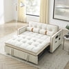 55.5" Modern Velvet Pull Out Sleep Sofa Bed,Convertible 2 Seater Loveseats Sofa Couch with Side Pockets, Velvet Sleeper Bed with Adjsutable Backrest and Lumbar Pillows for Small Space(Beige)