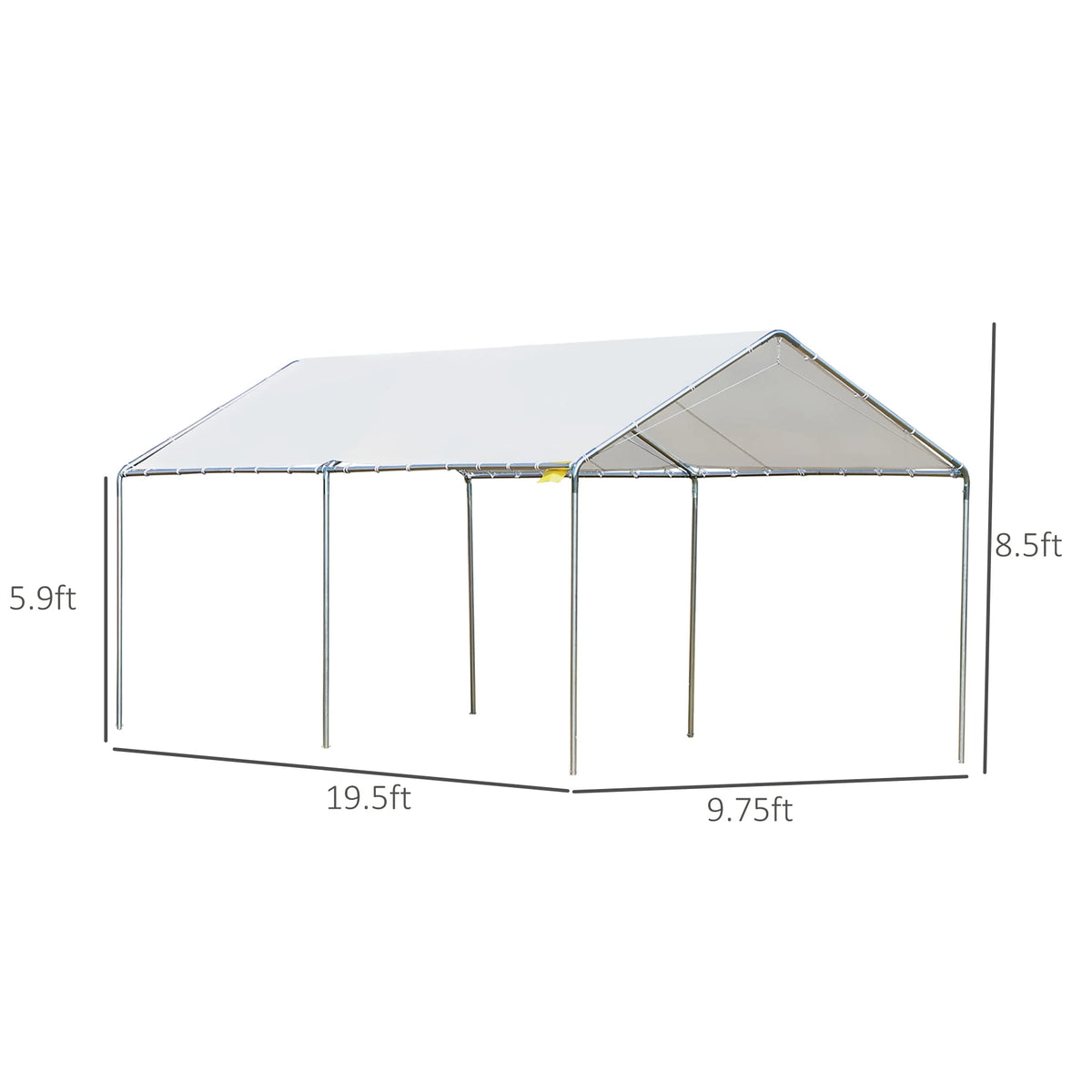 Outsunny 10'x20' Carport Heavy Duty Galvanized Car Canopy with Included Anchor Kit, 3 Reinforced Steel Cables, Grey